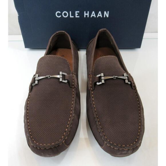 Men\'s Cole Haan Wyatt Bit Driver Slip On Loafers Dark Chocolate Nubuck Size 10.5